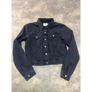 asos Denim Trucker Jacket Women's Size UK 12 US 8 Black